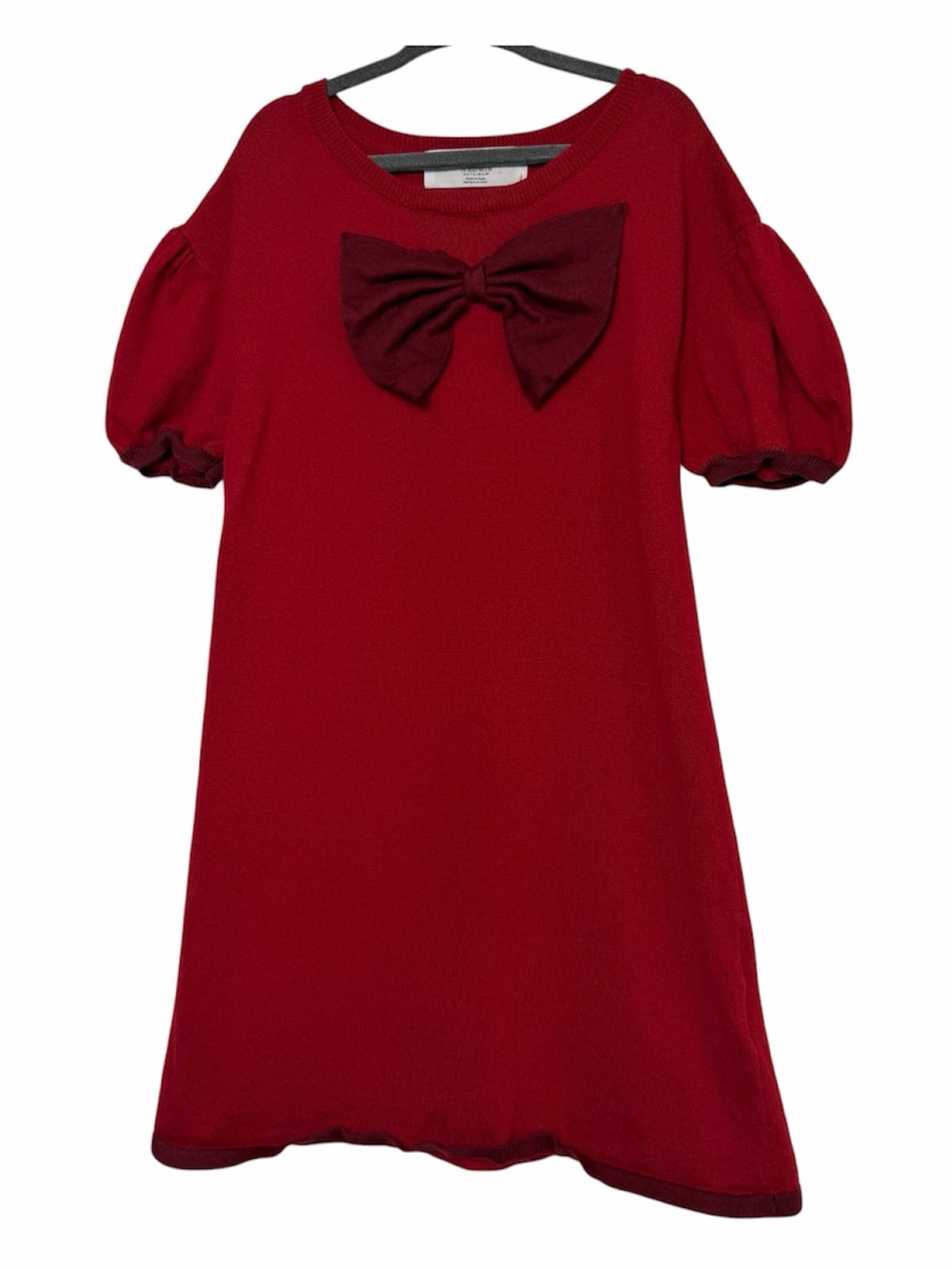 H&M Red Knit Bow Detail Dress Girls Size 6X/7